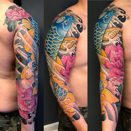 George Bardadim - Blue Koi SleeveCover Up.